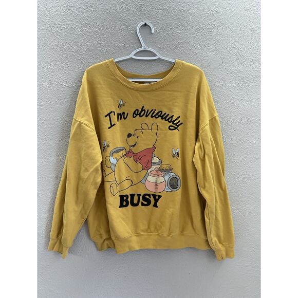 Disney Womens Sweatshirt Size 3XL Graphic Winnie the Pooh Yellow Crewneck - Picture 1 of 11